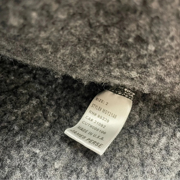James Perse wool fleece lined zip front sweatshirt jacket 2 Med - Picture 5 of 5